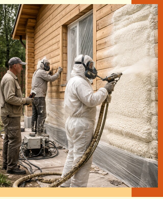 Утепление дома из бруса ППУ в Горно-Алтайске от 3992 руб/м2 под ключ | ТепломастерГрн