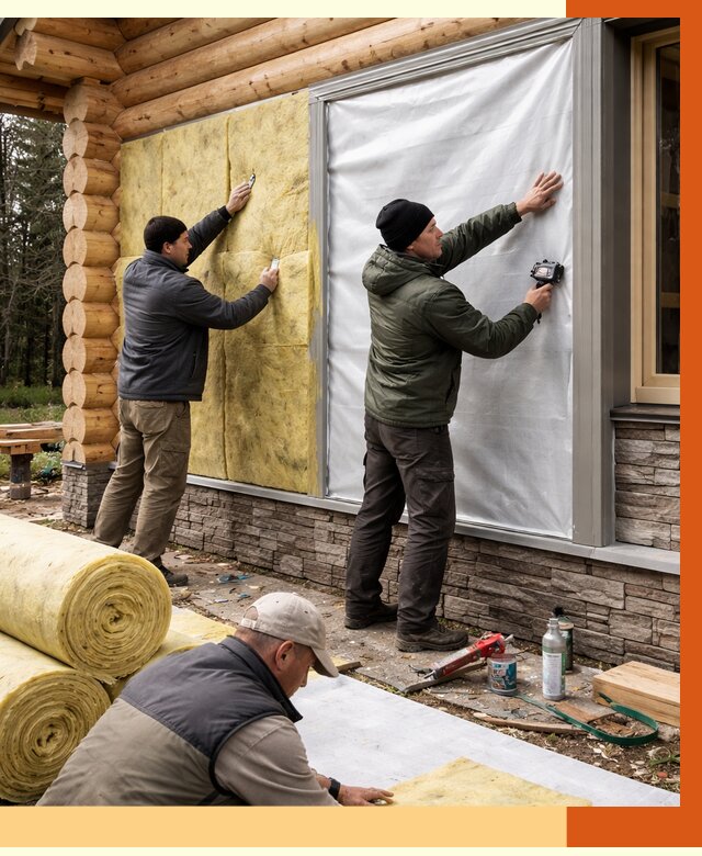 Утепление бревенчатого дома в Горно-Алтайске от 7932 руб/м2 — заказать под ключ | ТепломастерГрн