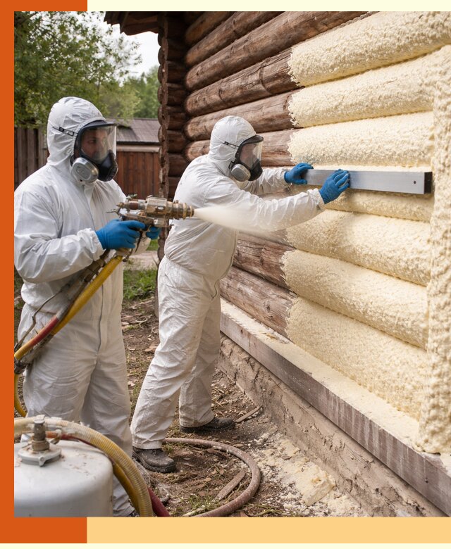 Утепление бревенчатого дома ППУ в Горно-Алтайске эффективной изоляцией