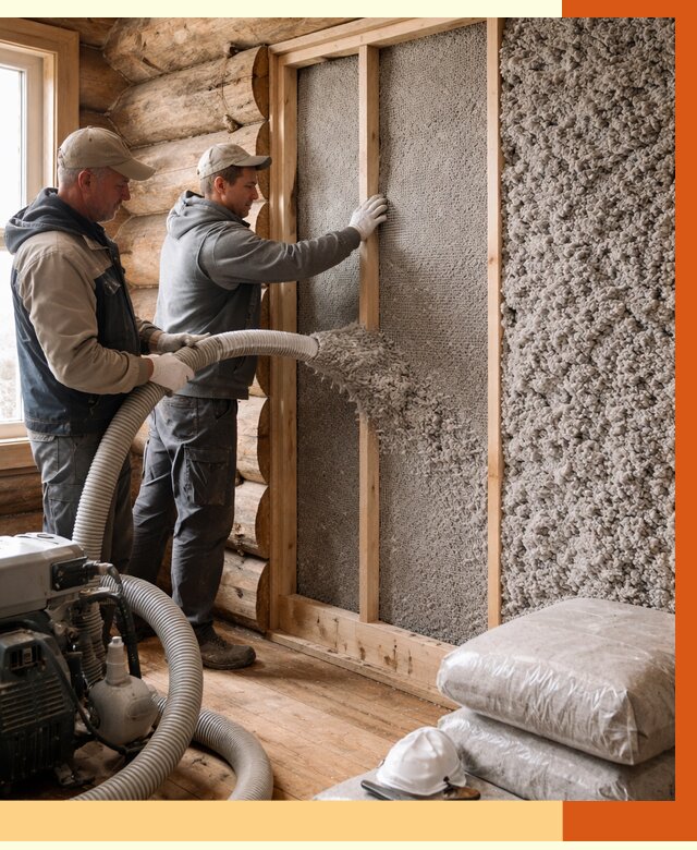 Утепление бревенчатого дома эковатой в Горно-Алтайске от 2851 руб. | ТепломастерГрн