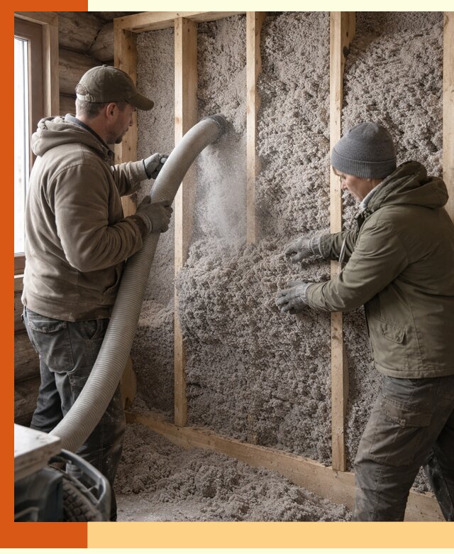 Утепление бревенчатого дома эковатой в Горно-Алтайске