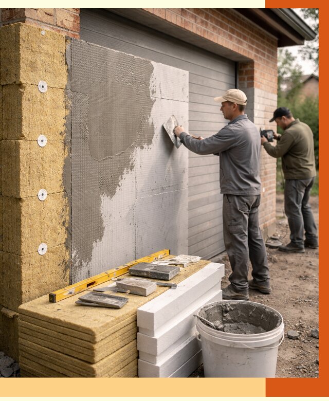 Утепление гаража снаружи в Горно-Алтайске от 4355 руб. за м2 — наружное утепление под ключ | ТепломастерГрн