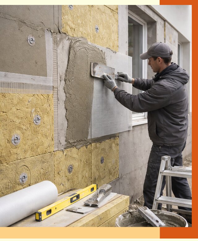 Утепление фасада под штукатурку в Горно-Алтайске от 4355 руб/м2 — монтаж пенопластом и минватой | ТепломастерГрн