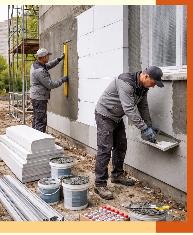 Утепление фасада и стен снаружи в Горно-Алтайске от 4355 руб. | ТепломастерГрн