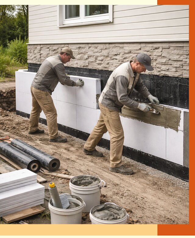 Утепление фундамента снаружи в Горно-Алтайске от 4355 руб. за м² | ТепломастерГрн