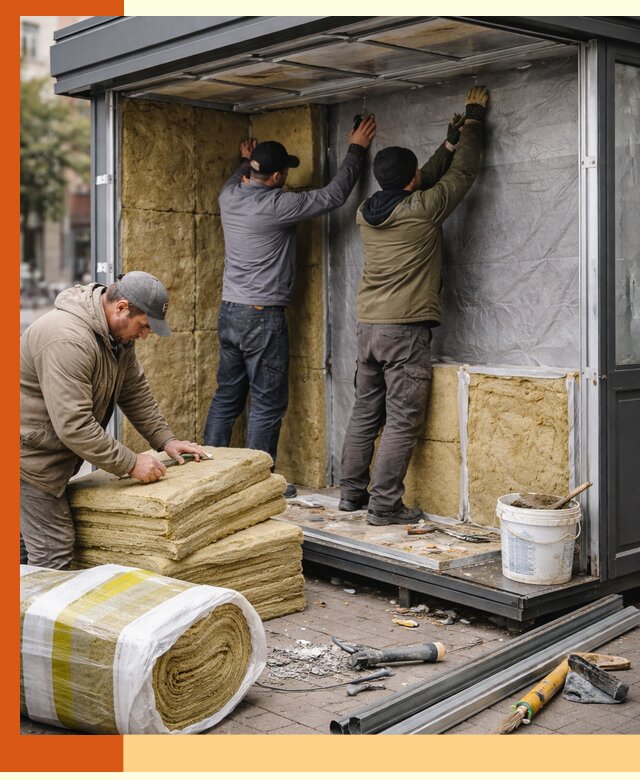 Утепление павильона шаурмы под ключ в Горно-Алтайске