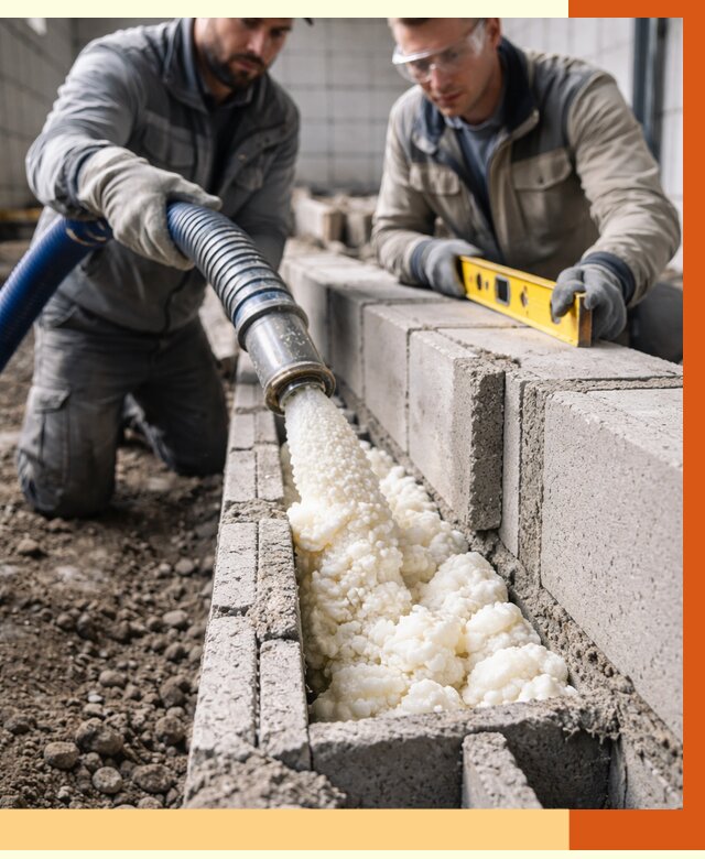Заполнение колодцевой кладки ППУ в Горно-Алтайске от 4355 руб. за м2 | ТепломастерГрн