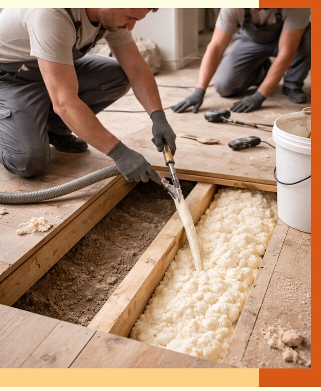 Заполнение пустот пола в Горно-Алтайске от 2799 руб. — утепление пустот пола под ключ | ТепломастерГрн