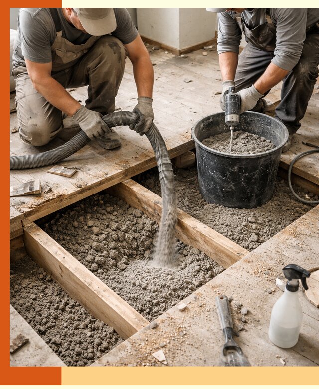 Заполнение пустот пола в Горно-Алтайске полиуретаном и пенополистиролом