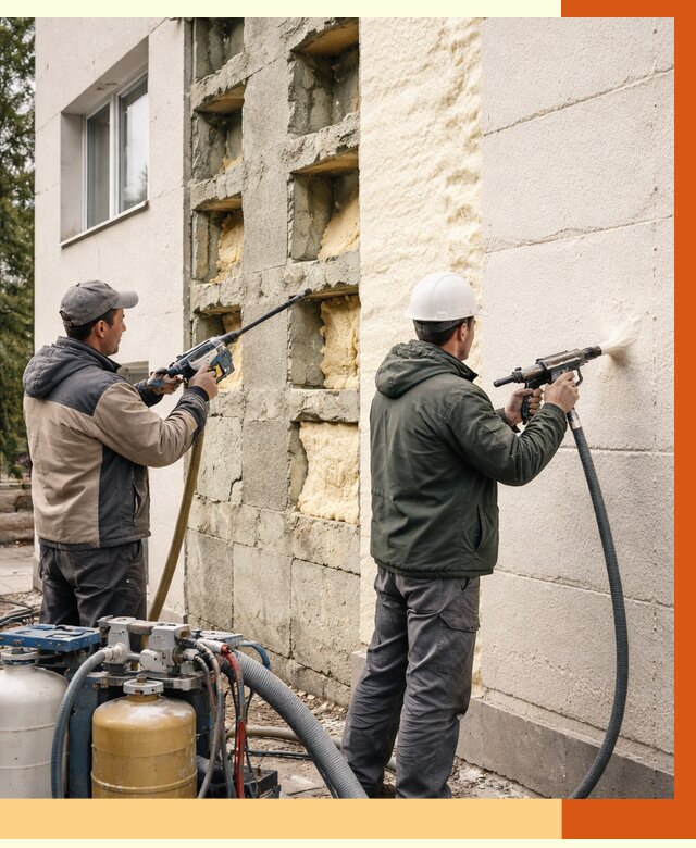 Заполнение пустот фасада в Горно-Алтайске от 4666 руб. — утепление пустот облицовки | ТепломастерГрн