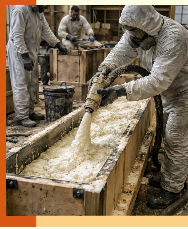 Заливка пенополиуретана в формы для утепления в Горно-Алтайске