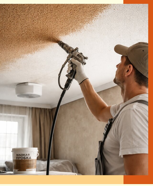 Утепление потолка жидкой пробкой в Горно-Алтайске от 3629 руб. | ТепломастерГрн