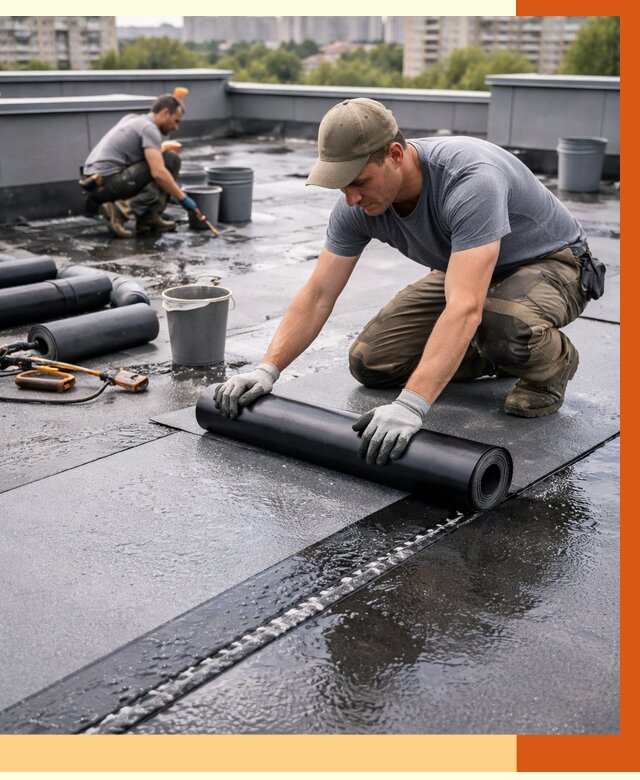 Гидроизоляция плоской кровли в Горно-Алтайске от 4666 руб./м2 — профессионально | ТепломастерГрн